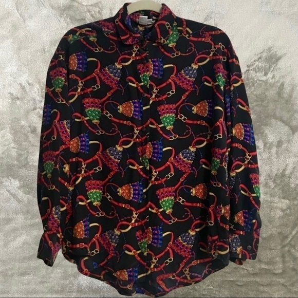 Vintage 90’s Ann Taylor Studio 100% Silk Long Sleeve Button Up Blouse Size 6 - Picture 1 of 5